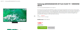 Samsung QE55S92DAEXXN 55"inch OLED TV voor €1399 na cashback bij Apollo