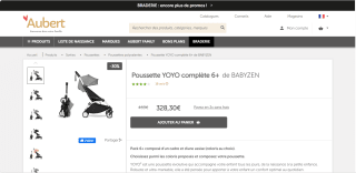Poussette Yoyo complète 6+ de Babyzen - Stone à 328,30€