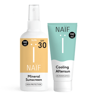 Naïf Minerale Zonnebrandspray SPF30 & Verkoelende After Sun Gel voor €14 met code