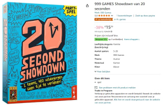 999 Games 20 Second Showdown voor €15,39 bij Amazon