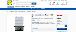 Cocedor eléctrico al vapor 950W por 14,99€
