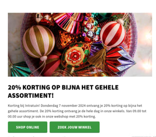 20% korting op een artikel naar keuze ( 07 november 2024)