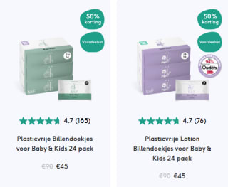 50% korting op alle billendoekjes bij Naïf