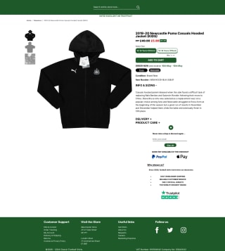 Chaqueta Newcastle Puma Casuals 2019-20 con capucha Niños por 6,29€