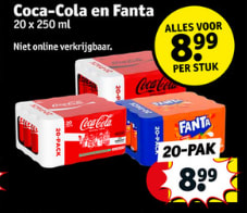 20x250ml blikjes Cola/Fanta voor €8,99 bij Kruidvat