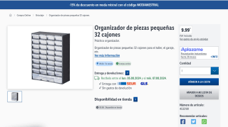 Organizador de piezas pequeñas por 9,99€