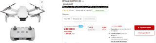 Drone DJI Mini 4K - Caméra 4K, Capteur 12MP, FOV 83°, Stabilisation 3 axes à 239€