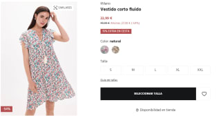 Vestido corto fluido para Mujer Milano por 19.54€