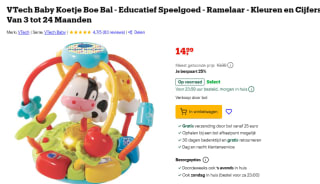 VTech Baby Koetje Boe Bal - Educatief Speelgoed - Ramelaar - Kleuren en Cijfers voor €14,99 bij Bol