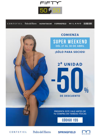 Código 50% en 2ª unidad