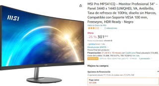MSI Pro MP341CQ – Monitor Profesional curvo de 34” por solo 301€