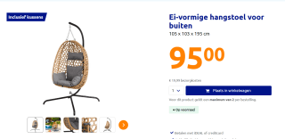 Ei-vormige hangstoel in Bohemian stijl voor buiten voor €95 in de Action webshop