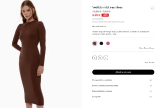 Vestido largo de manga larga y cuello redondo por 5.99€