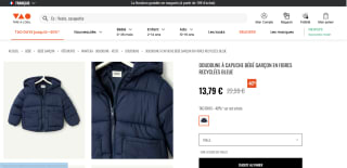 Doudoune à capuche bleu - 3 à 36 mois 13,79€