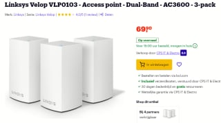 Linksys Velop Mesh WiFi System Triple Pack AC3600 voor €69,90 bij Bol.com