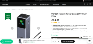 Batterie portable UGREEN Nexode Power Bank 20000mAh 130W