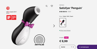 Satisfyer Pro Penguin clitoriszuiger voor €9,99 bij Willie