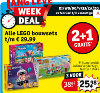 Alle lego bouwsets 2+1 gratis bij Kruidvat