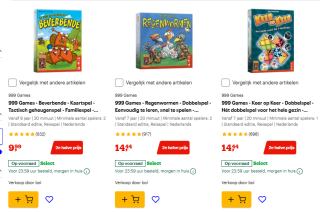 2e halve prijs op reis spellen bij Bol