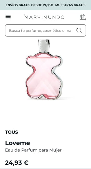 Tous Loveme Eau de Parfum para Mujer 30ml por 24,93€.