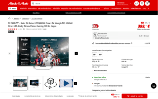 Haier Q8 Series H55Q800UX TV QLED 55 pulgadas Google TV por 399€