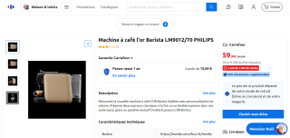 Cafetière à dosette Philips LM9012/00 L'Or Sublime Blanc Satin à 59,99€
