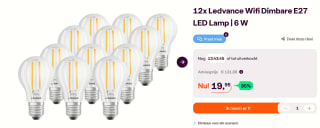 Ledvance Smart+ WiFi Ledlamp Filament Classic 6 W, 806 lm 12 stuks voor €19,95 bij ibood