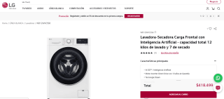 Lavadora-Secadora LG de carga frontal por $418.499