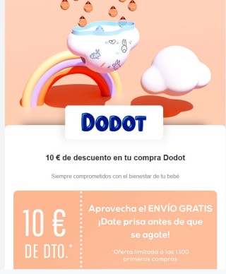 -10€ descuento y portes gratis en Marca dodot a los 1100 primeros desde privalia