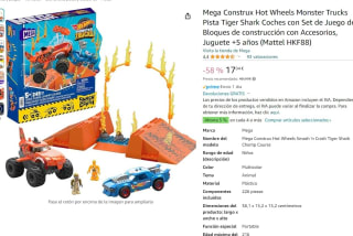 Mega Construx Hot Wheels Monster Trucks Pista Tiger Shark Coches por 17,04€