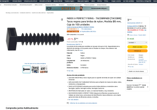 Caja de 100 unidades de tacos negros para bridas de nylon Medida Ø8 mm por solo 3,78€