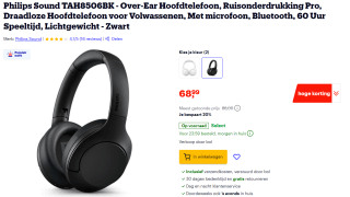 Philips TAH8506BK/00 koptelefoon voor €68,99 bij Bol