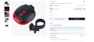 Luz 5 LED y Laser Trasera para Bicicleta Bici Moto Delimita Distancia por 0,94€