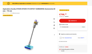 Aspiradora Escoba Dyson V15s Detect Submarine por 678,47€