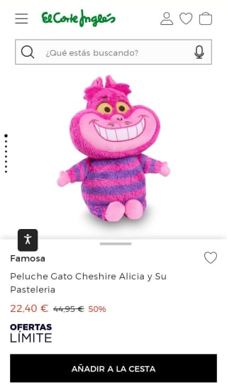 Peluche Gato Cheshire Alicia y Su Pasteleria por 22,40€.