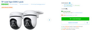 Duo pack TP-Link Tapo C500 2-pack beveiligingscamera's met gratis Tapo P115 Slimme Stekker voor €59 bij Coolblue