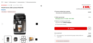 PHILIPS3300-serie Volautomatische espressomachine voor €438 na cashback bij de Mediamarkt