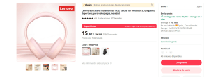 Auriculares inalámbricos marca Lenovo modelo TH30 varios colores a elegir por 15,47€