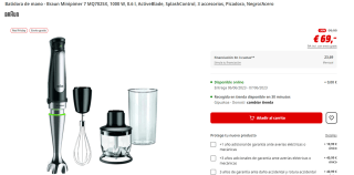 Batidora de mano Minipimer 7 MQ 7025X + Accesorios por 69€