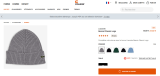 Bonnet Lacoste classic logo - Taille unique, gris ou bleu à 27,50€