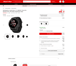 Smartwatch Garmin Venu 2 1.3" AMOLED 11 días Wi-Fi Bluetooth ANT+ GPS Brújula Pulsioxímetro Negro Deportivo por solo 187€