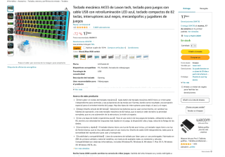 Teclado mecánico AK33 Switches azules 82 teclas por 16,20€