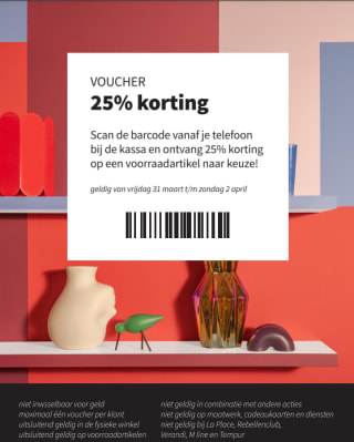 25% korting op een voorraadartikel naar keuze bij Nijhof Baarn