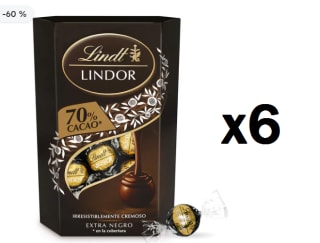 6 Paquetes de LINDT LINDOR Bombones de chocolate extra negro 70% estuche 200 g por 17.94€