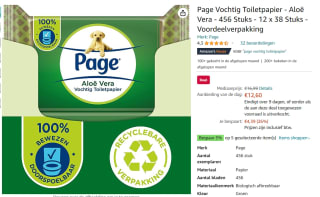 Page Vochtig toiletpapier (12x38) voor €12,60 bij Amazon.nl
