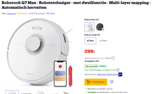 Roborock Q7 Max Robotstofzuiger met dweilfunctie - wit voor €299 bij Bol.com