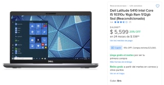Dell Latitude 5410 i5 10310U 16GB 512GB (Renovado) $4,759 | Mercado Libre