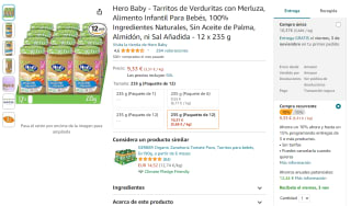 12 UD Tarritos verduritas con merluza Hero Baby por 9,33€
