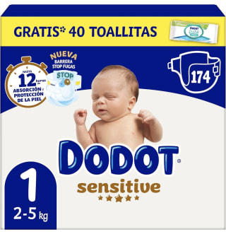 Pañales Dodot Talla 1 / 2 / 3 + Toallitas Gratis por 42,11€