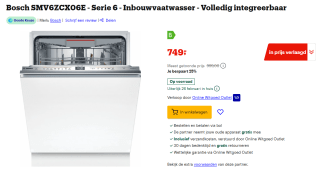 Bosch SMV6ZCX06E Serie 6 Inbouwvaatwasser voor €749 bij Bol